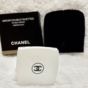 CHANEL Miroir Double Facettes, Double Miroir, Mirror Duo- White with black CC